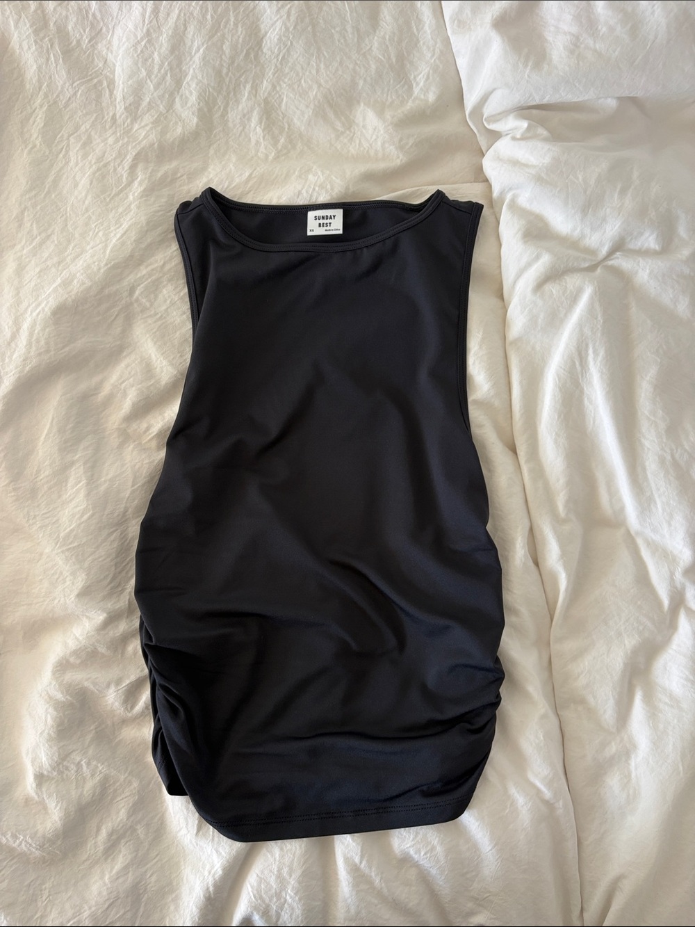 Sunday Best Black Ruched Side Tank Top